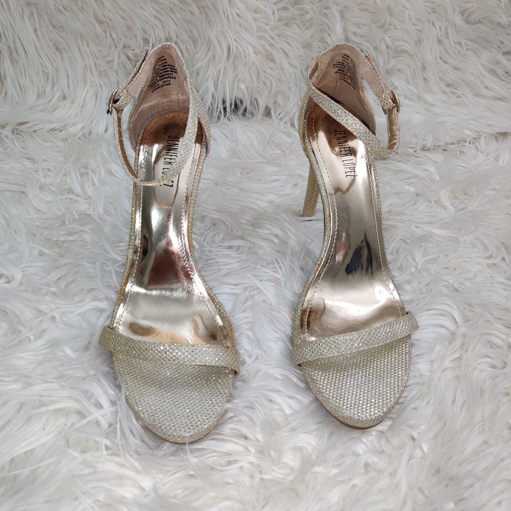 Jennifer Lopez Gold strap heels